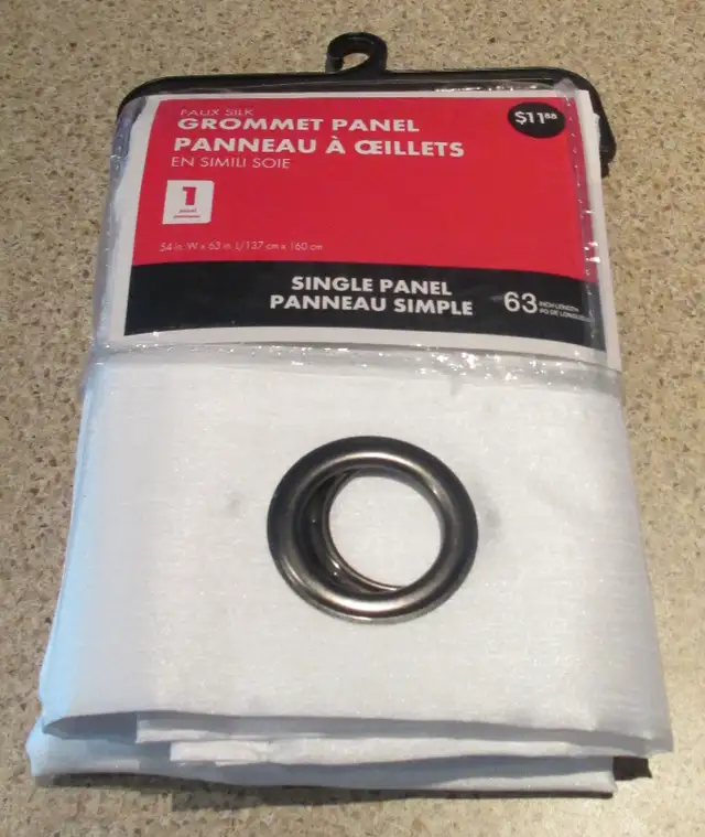 New White Faux Silk Curtain Panel, with Upper Grommet Rings in Home Décor & Accents in Ottawa - Image 2