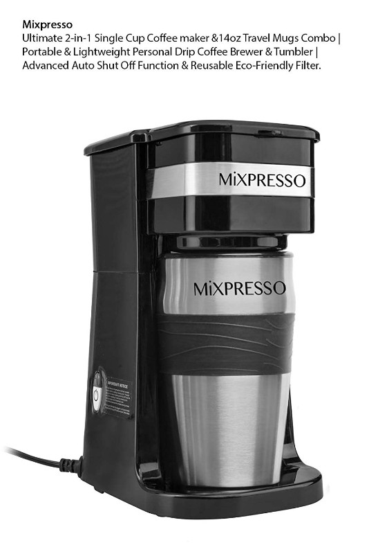 MiXPRESSO - Single Cup Coffee Maker and 14oz Travel Mug Combo in Coffee Makers in Burnaby/New Westminster - Image 3