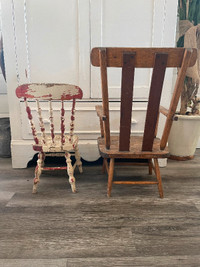 Antique Children’s Chairs Farmhouse Country Unique Distressed