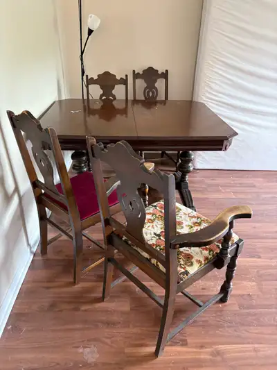 antique table and chairs , View more