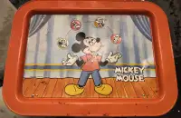 Vintage Tin TV Trays Walt Disney Popeye Mickey Mouse Strawberry