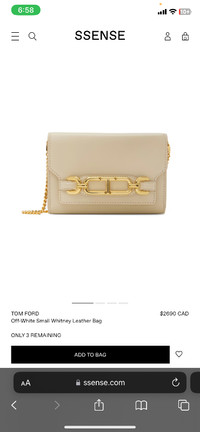 Tom Ford Off-White Small Whitney Leather Bag