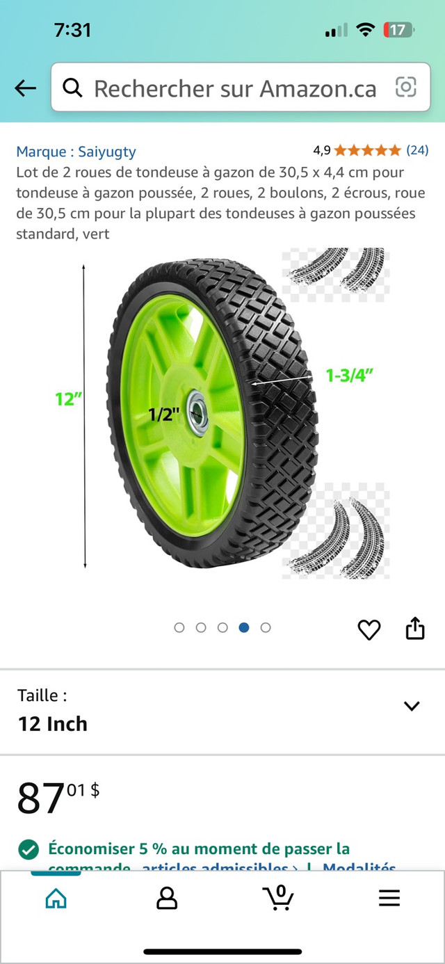 Saiyugty Lot de 2 roues de tondeuse à gazon dans Tondeuses et souffleuses  à Laurentides - Image 3