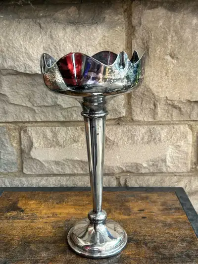 ART NOUVEAU DECO Antique Hamo silver vase candlestick, View more