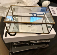 POTTERY BARN Brass Glass Display Decor Box/ Case