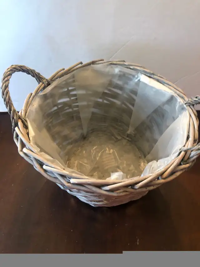 Grey Wicker Plant Holder Basket With Plastic Lining.518518629173841923