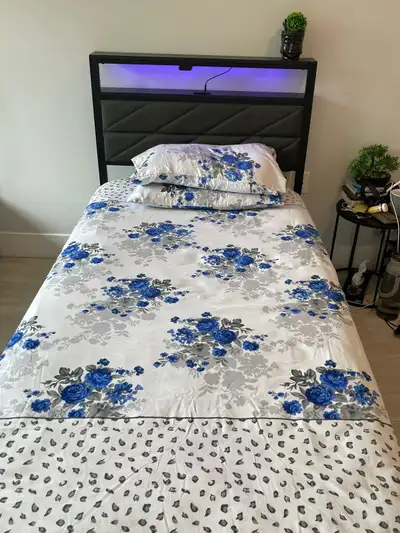 bed, mattress and side table, View more