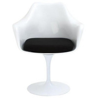 Plata Decor White Tulip Arm Chair with Black Cushi