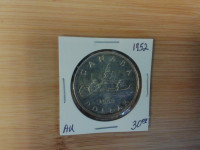 1952 Canada $1 80%      silver AU coin!!
