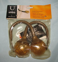 Vntg Umbra Curtain Drape Holdback Set Glass-Look Gold Ball NEW