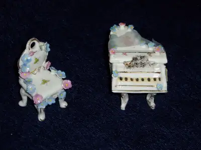 Occupied Japan Grand Piano & Chair, View more
