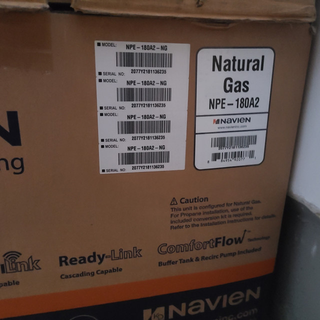 New Navien NPE180A2 Tankless hot water tank Heating, Cooling & Air