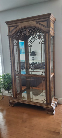 Wrought Iron/Glass/Mirror Display Cabinet