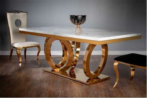 Gem Marble 79 dining table with Chrome metal Legs great price  in Dining Tables & Sets in City of Toronto - Image 3