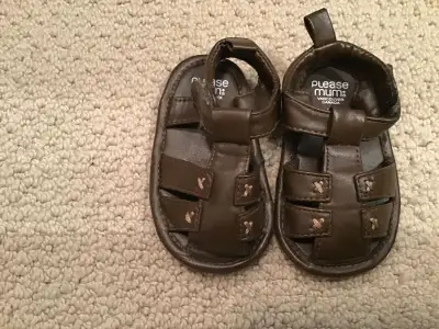 PLEASE MUM BRAND, SIZE 3, BROWN LEATHER SANDAL, View more