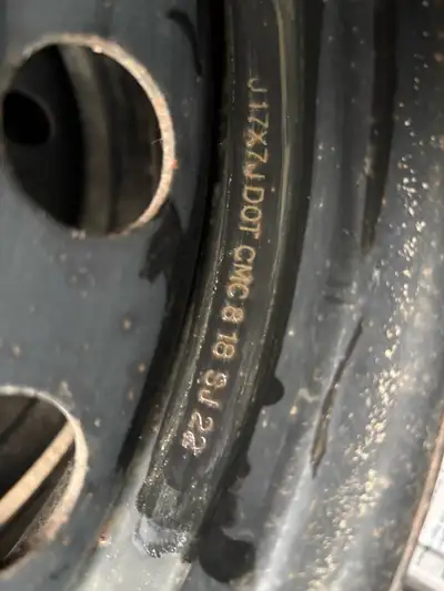 Four 17x7 OEM steel rims (Honda code TK8) equipped with a 433 MHz TPMS sensor (Part # 42753-TG7-A51)...