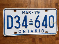 1979 Ontario licence plate metal bureau plaque 79 hot rod car