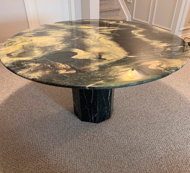 Channel Base Round Marble Dining Table and Marble Stand Dining Tables