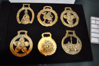 6 X Vintage Brass Bridle Saddle Ornaments Collectors