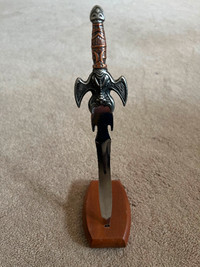 Collectable miniature sword/dagger with wood stand