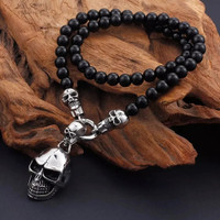 316 stainless steel skull bead necklace 