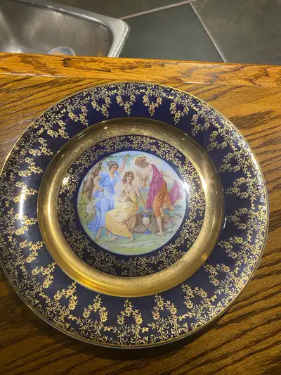 Vintage Epiag DF Porcelain Boheme Czech Cobalt Blue Plate 10”, View more