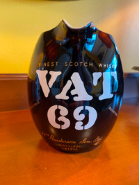 Vintage Ceramic Black Vat 69 Whisky Water Jug
