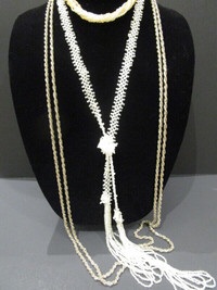 "FLAPPER FUN" 3 VINTAGE 1920'S & 70'S GLASS SEED BEAD NECKLACES