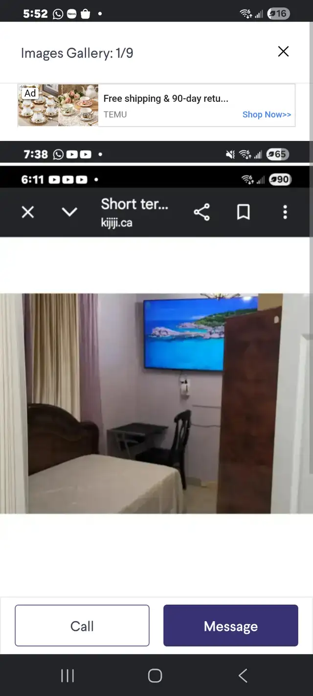 Short term room rental