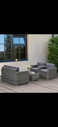 Patio Furniture Set, Rattan Wicker Sofa Deluxe Outdoor Garden
