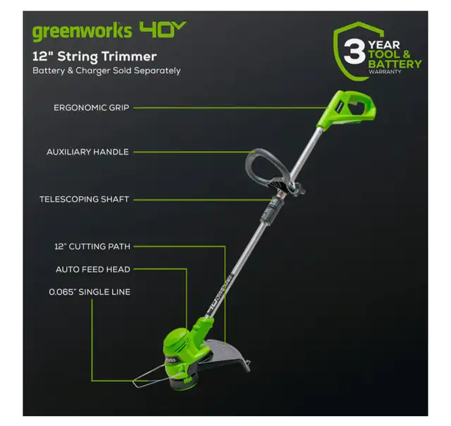 40V 12" String Trimmer, 2.0Ah STF309 6103 in Other in Windsor Region - Image 3