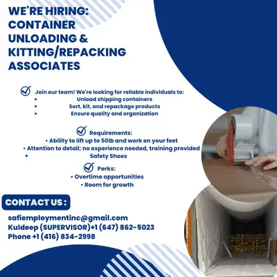     Now Hiring: Container Unloading & Warehouse Associates, View more