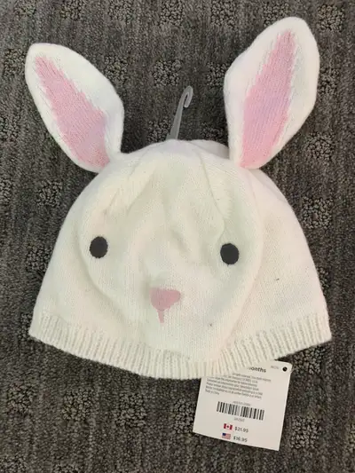 Brand New Knitted Gymboree Bunny Hat with Tag Size: 12-24 months Color: White Comes from a clean, sm...