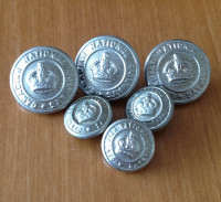 Lot of 6 Vintage CNR King's Crown Buttons