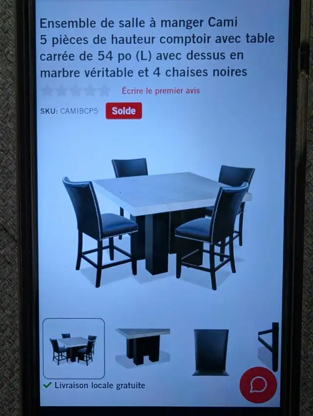 Dining Room Set / Marble Table / Counter Height64722635418754122