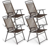 Set of 4 Patio Folding Sling Chairs