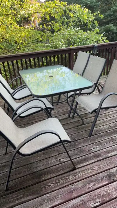 7-Piece Outdoor Patio Dining Set – Glass Table + 6 Chairs, View more