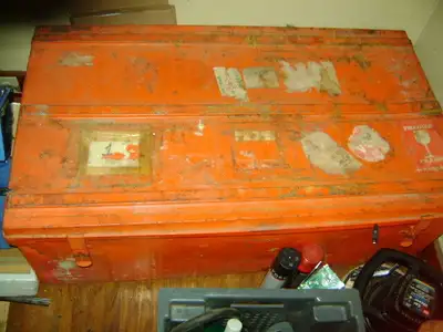 VINTAGE LARGE STEEL TRAVELERS TRUNK, View more