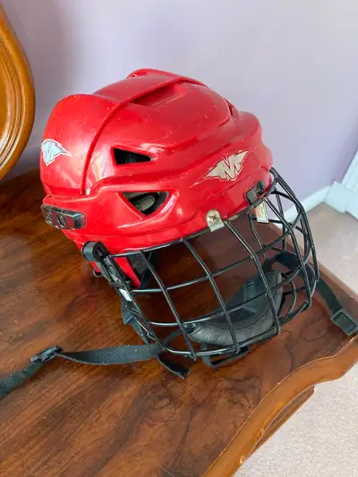 Red Mission Hockey Helmet with Cage, View more