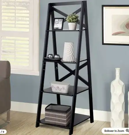 4 Shelf Black Wooden Ladder Bookcase in Bookcases & Shelving Units in Mississauga / Peel Region - Image 2
