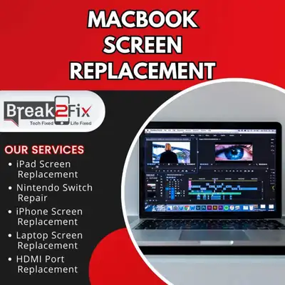 MacBook Screen Replacement - Crystal-Clear Performance Restored! Cracked, flickering, or completely...