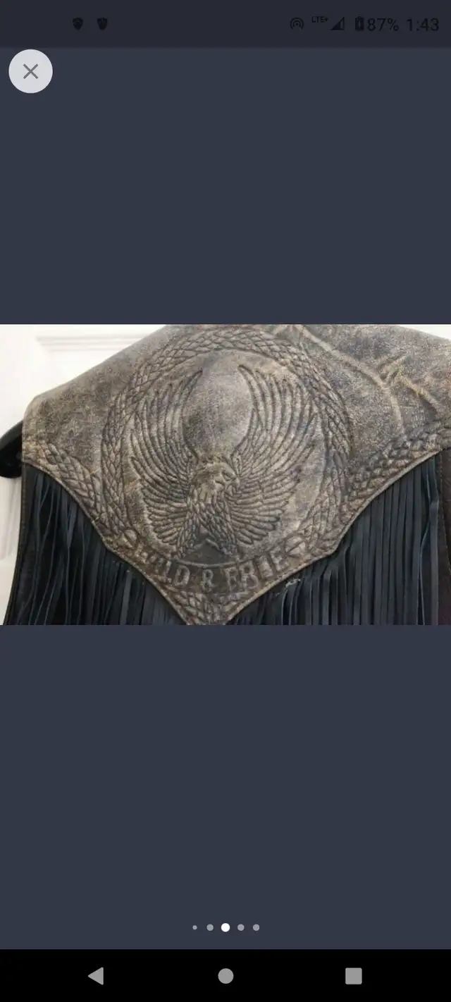 Custom Leather Motorcycle Vest L-XL Fringe NEW! in Motorcycle Parts & Accessories in Hamilton - Image 5