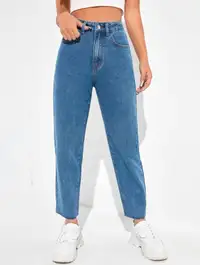 High Waisted Mom Fit Jeans Medium Wash - Petite