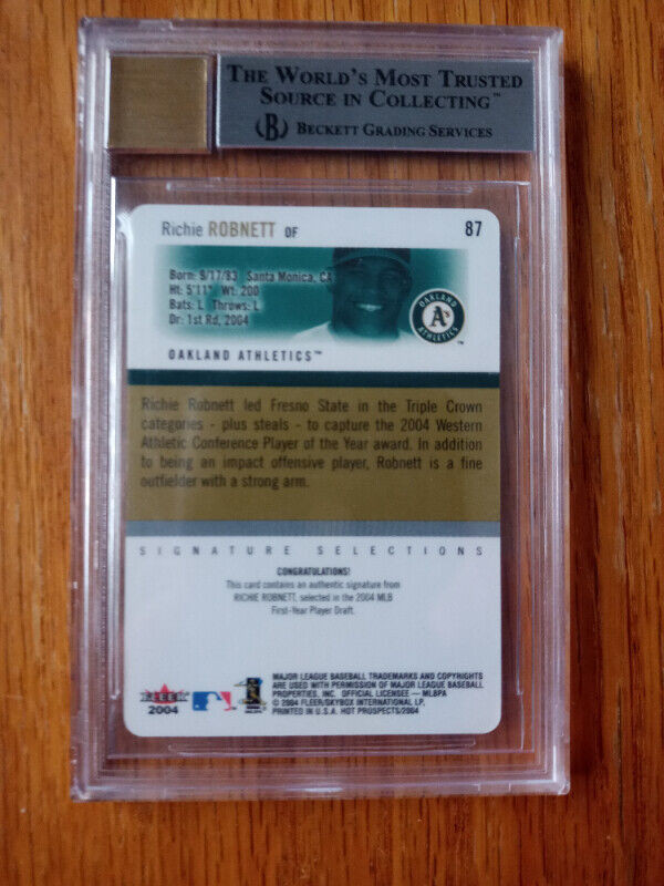 2004 Hot Prospects Draft Die Cuts #87 Richie Robnett Auto BGS 9 in Arts & Collectibles in St. Catharines - Image 3