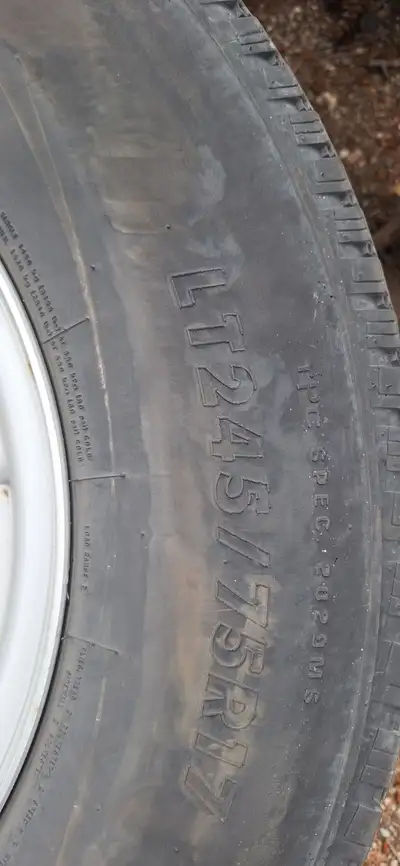 Tires and rims off 2022 chevy 2500hd tire tread is getting down therr good for fall or next spring o...