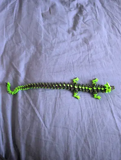 3D printed green and black dragon, View more