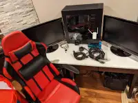 Gaming PC with 2 monitors + Desk & Chair
