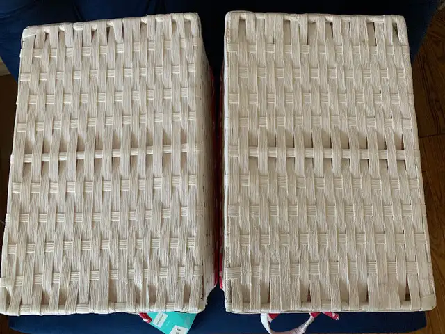 2 new storage-gift white baskets pink fabric lined Homesense in Bookcases & Shelving Units in Edmonton - Image 5