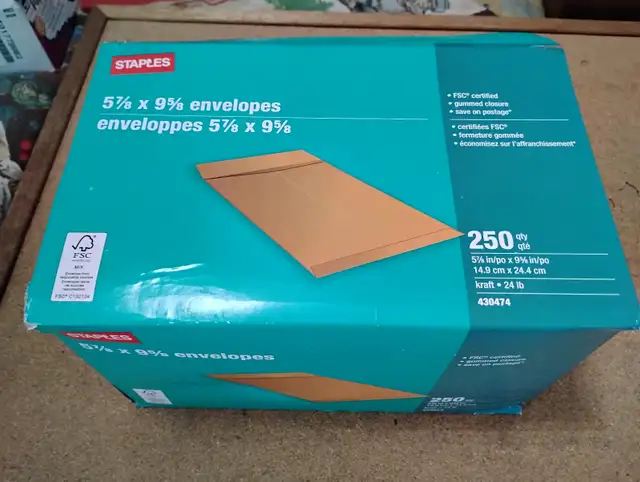 x250 Envelopes 5-7/8" x 9-5/8" Kraft 24lb Catalogue Envelopes in Other in City of Montréal - Image 2