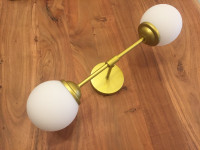 Luminaire LED style nordique – 2 globes de verre blanc – NEUF
